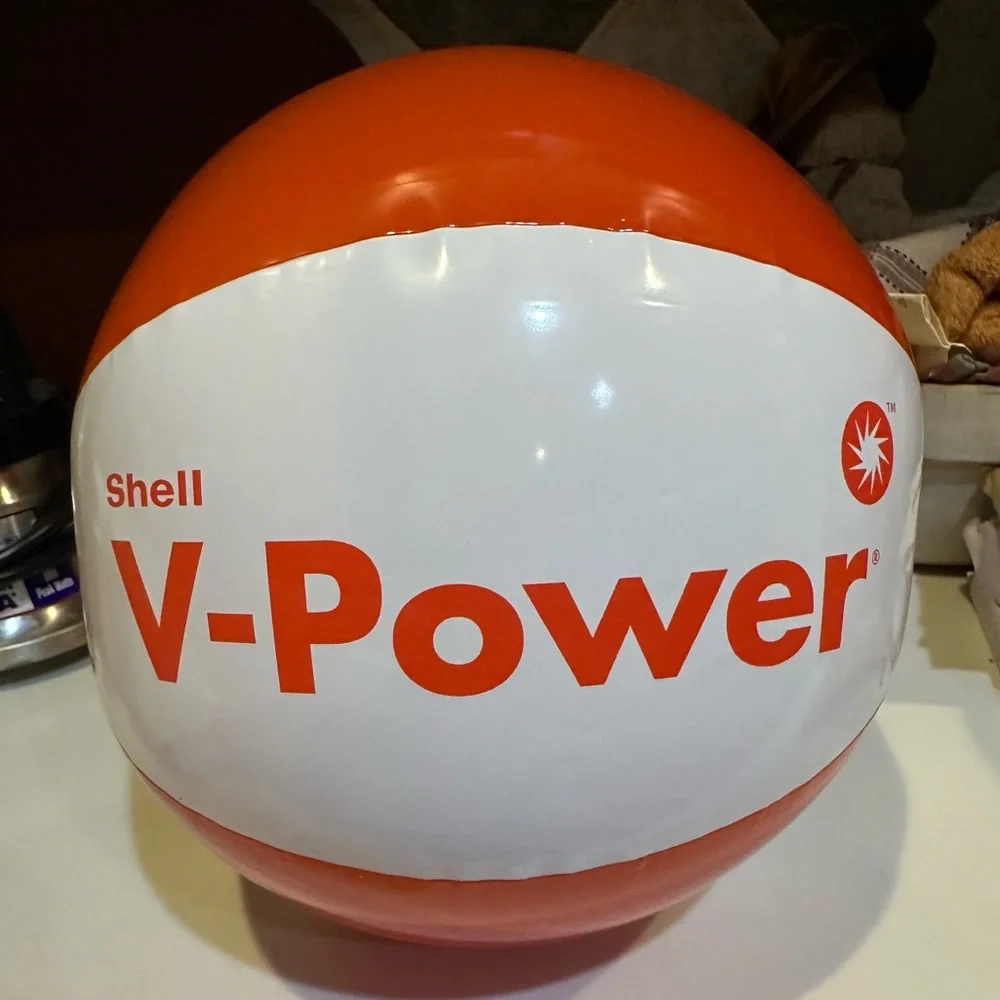 VTG RARE SHELL VPOWER INFLATABLE BEACH BALL EMPLOYEE PERK GIFT COLLECTIBLE PROMO